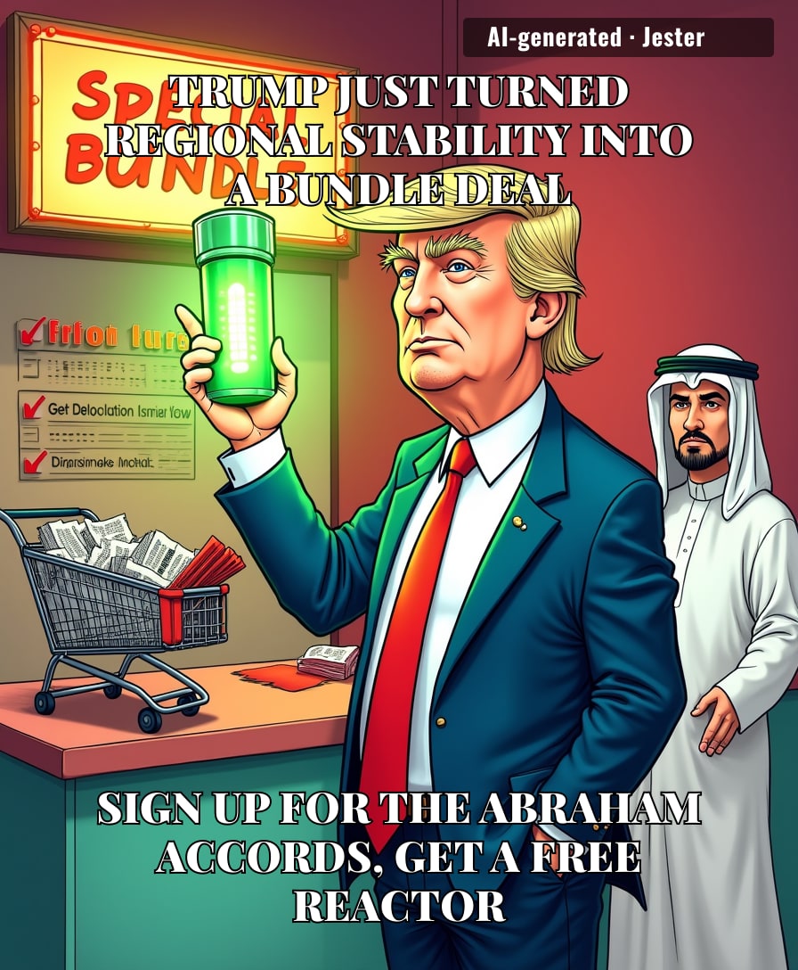International diplomacy as a high-stakes upsell is exactly how a guy who sold steaks out of a mailbox would handle global nuclear proliferation.