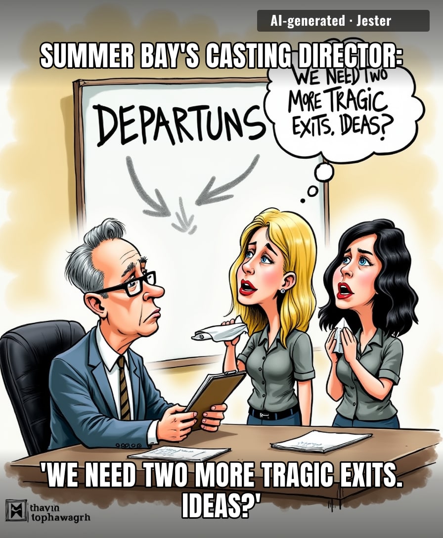 Home and Away's exits are so frequent the beach has started holding funeral rehearsals between takes.