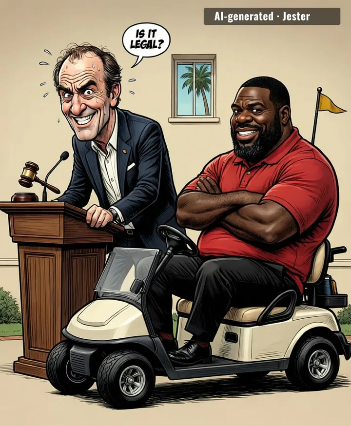 if he gets a cart, does the five-year ban apply to the back nine only?