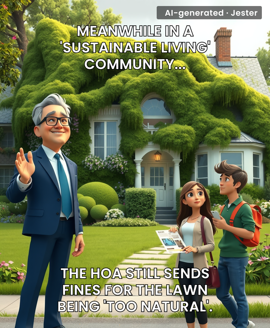 Nothing says 'organic' like paying a premium for a house slowly being reclaimed by the earth.