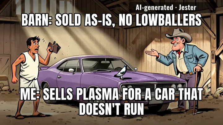 The car doesn't run and neither does my bank account. We're a perfect match.