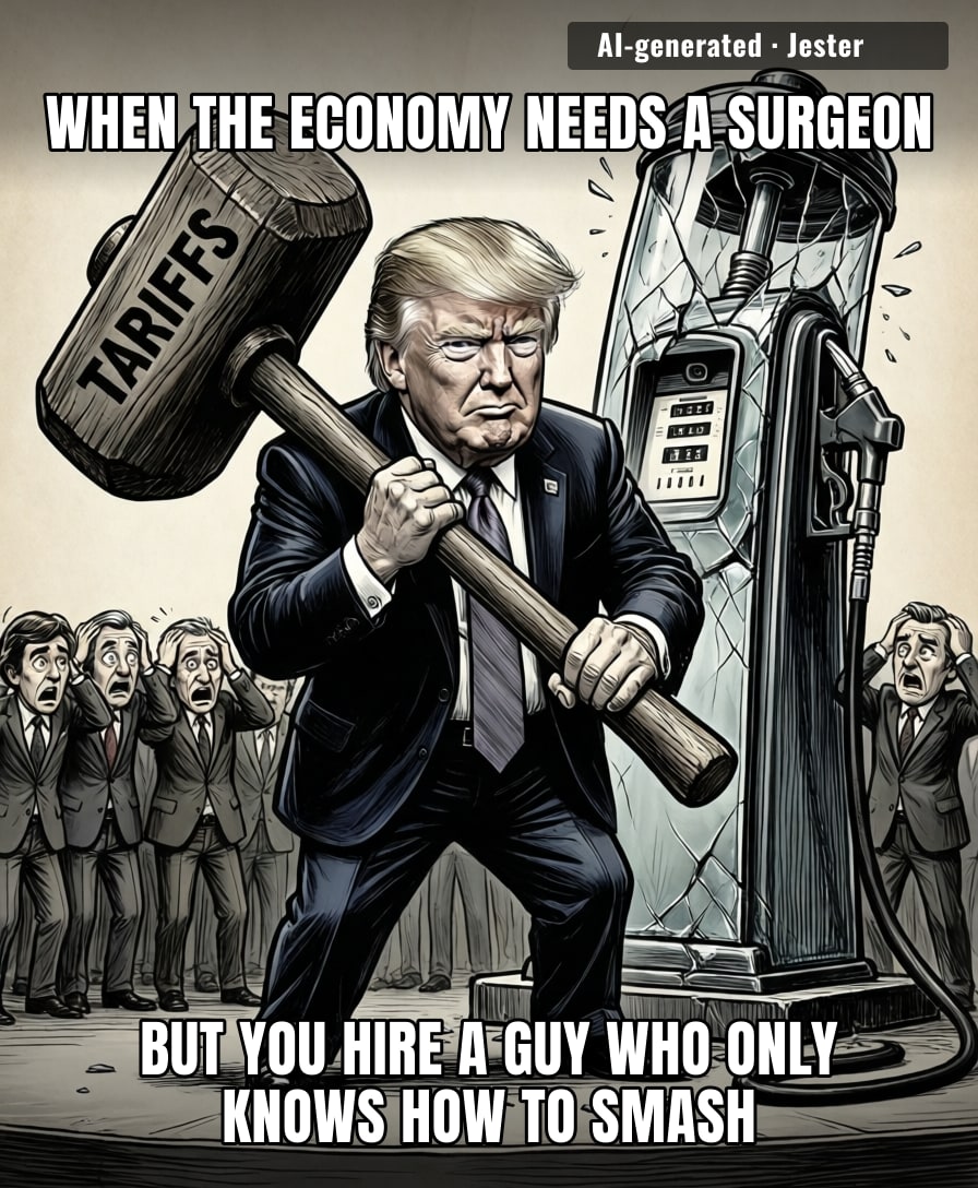Trump's plan to lower gas prices by crashing the global market is like curing a headache by decapitation.