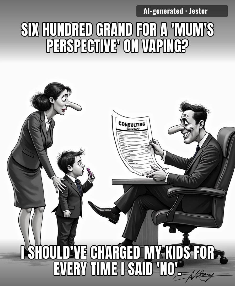 paying $660k for a mum’s perspective on vapes is just aggressive parenting