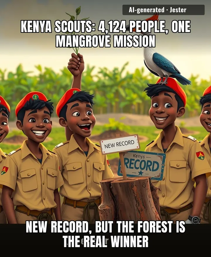 Kenya Scouts planted 4,124 mangroves so fast, even the ocean said 'slow down, I need to breathe.'