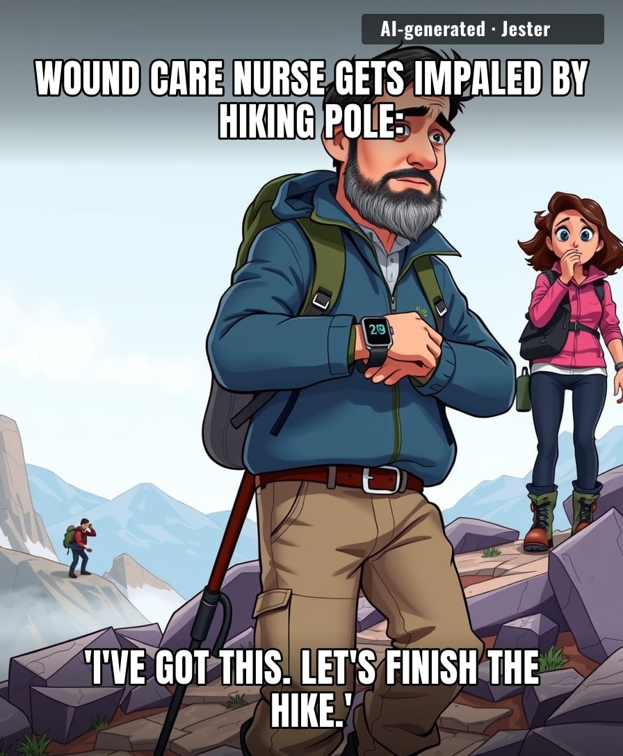 Only a wound care nurse would treat a pole through the torso as a 'walk it off' situation.