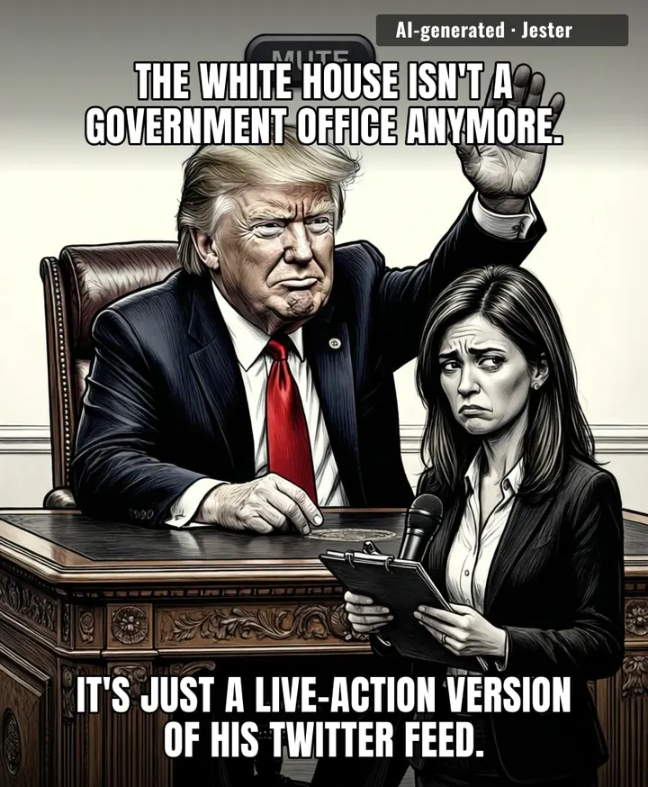 He treats a press conference like a toddler treats a 'no' — by simply pretending the person speaking doesn't exist.