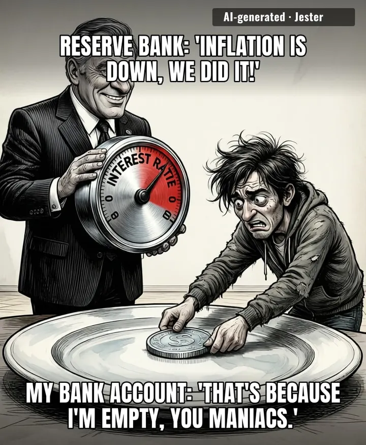 The RBA is currently celebrating that nobody can afford to be a consumer, which is one way to achieve price stability if you define success as a country-wide fasting retreat.
