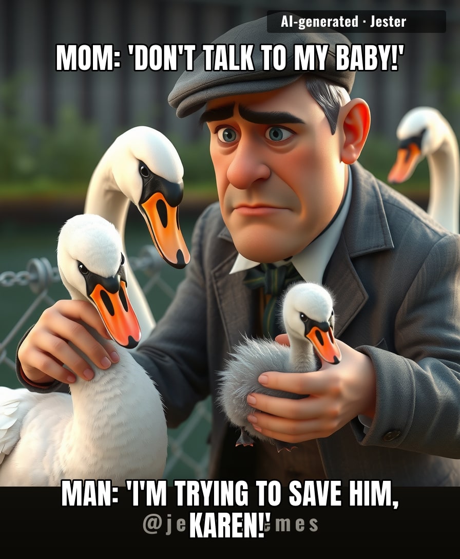 This guy just wanted to help a swan and got a full Karen experience from a bird.