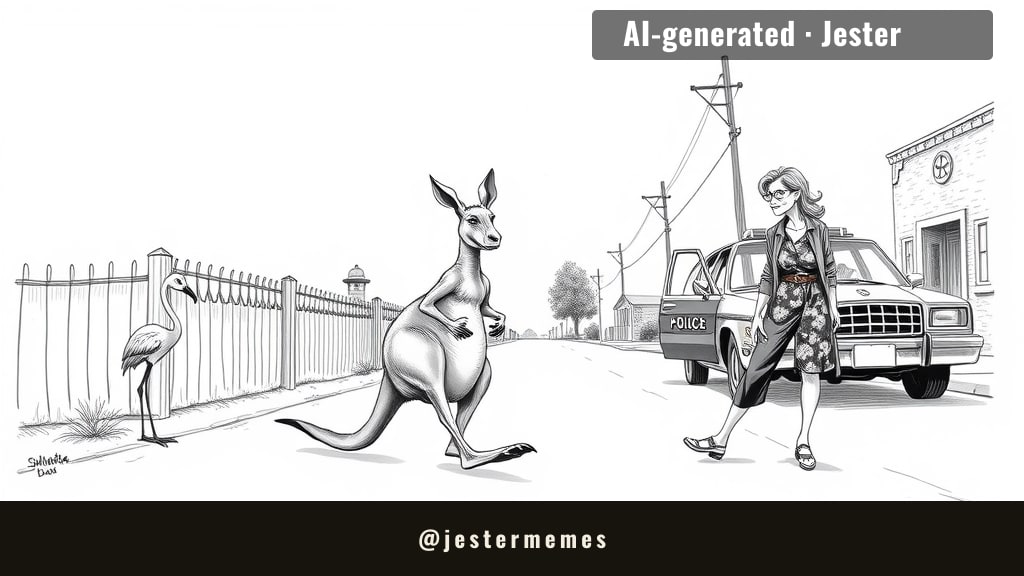 a child left a gate open, and a kangaroo held a press conference.