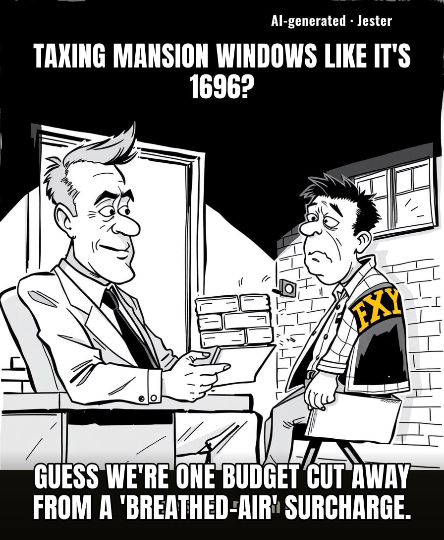 At this rate, the government's next fiscal strategy will be charging homeowners an hourly subscription fee for the privilege of not existing.