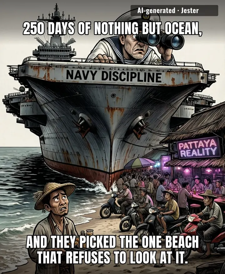 The US Navy really spent 250 days at sea just to prove they could find the only place in Thailand that smells worse than a ship's galley.
