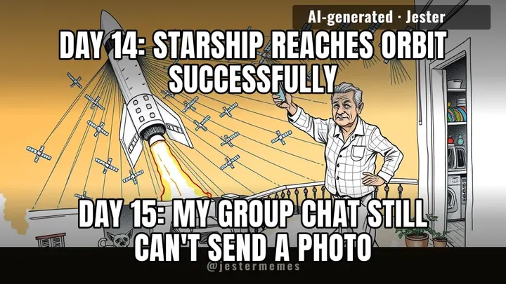 eleven thousand satellites and the wifi still dies the second it rains