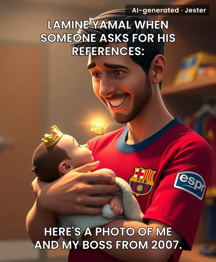 The only thing more powerful than Messi's left foot is that baby photo of him holding Lamine Yamal — it's basically a CEO's LinkedIn profile picture.