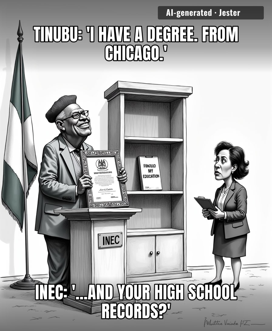 Tinubu's academic history is like a Wikipedia page with the sources section redacted.