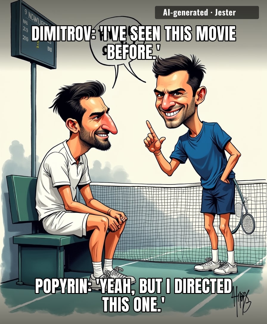 Popyrin's playing like he's got a court-side seat to his own career-best week, and Dimitrov's just the guy selling popcorn.