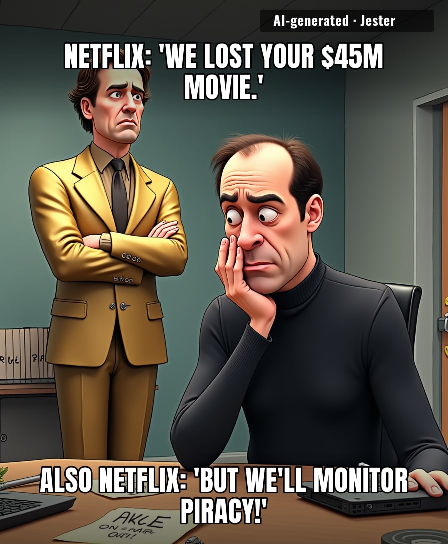 Netflix's content security is so tight, they misplaced a drive faster than my will to live on a Monday.