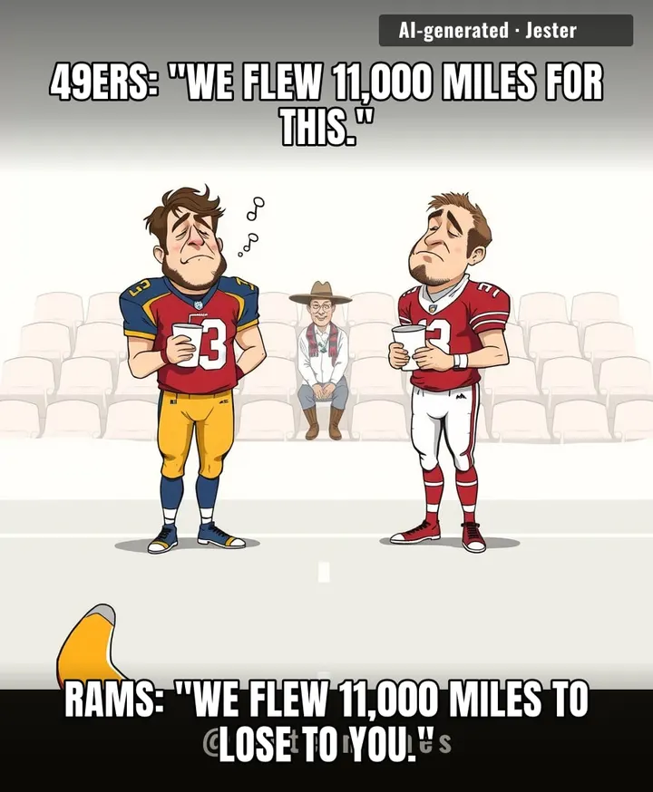Two California teams flew 11,000 miles to play in Australia so a Melbourne guy in a Rams jersey can explain the playoff picture to a Melbourne guy in a 49ers jersey at 9 a.m.