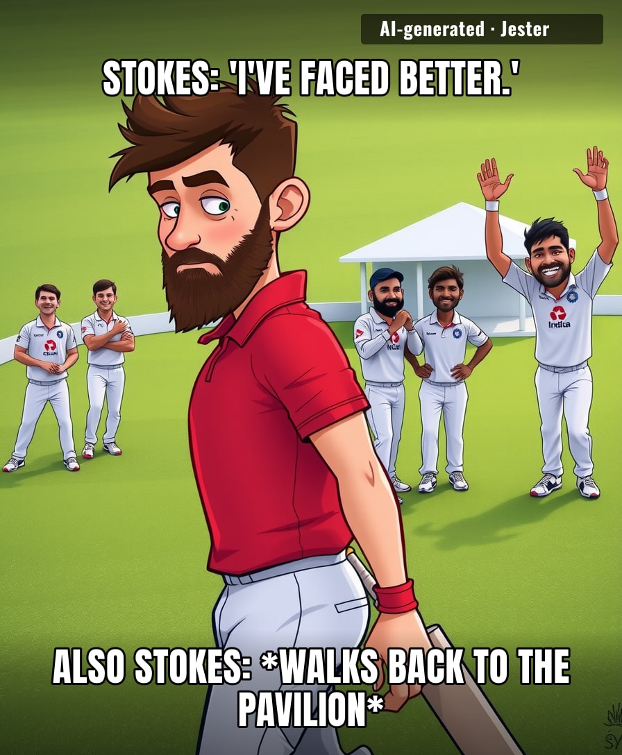 Ben Stokes just got out to a leg-spinner in county cricket — that's like a chess grandmaster losing to a guy who learned the moves from a cereal box.