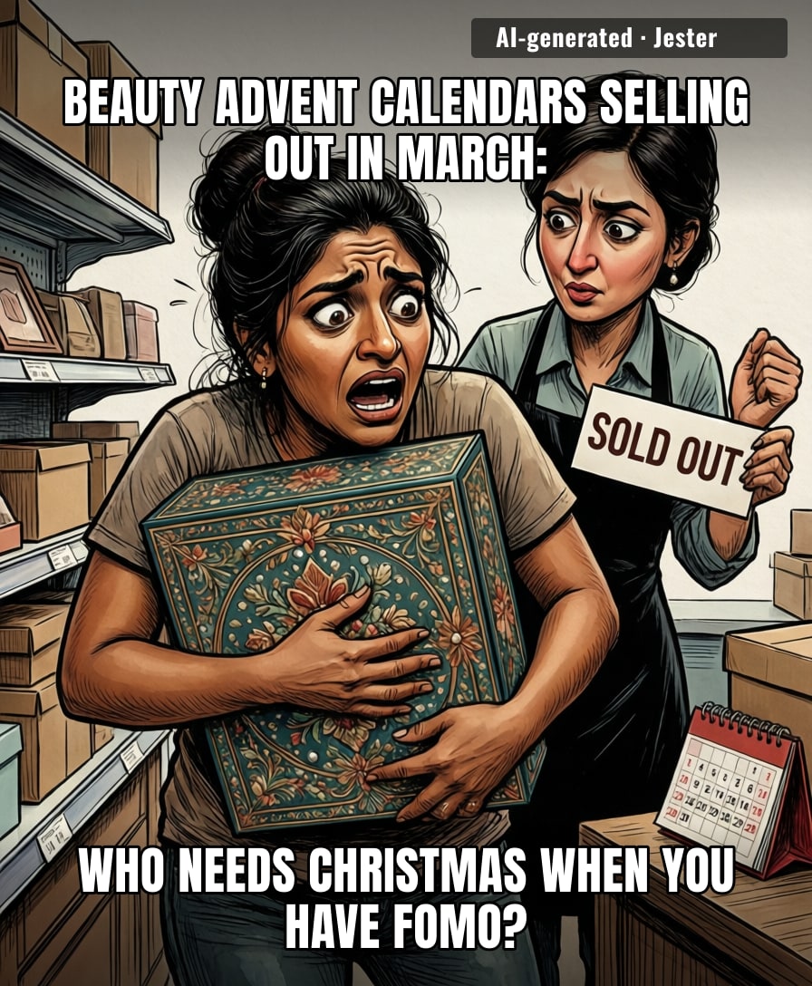 Nothing says holiday spirit like panic-buying a tiny door calendar six months early so you can feel superior to everyone in December.