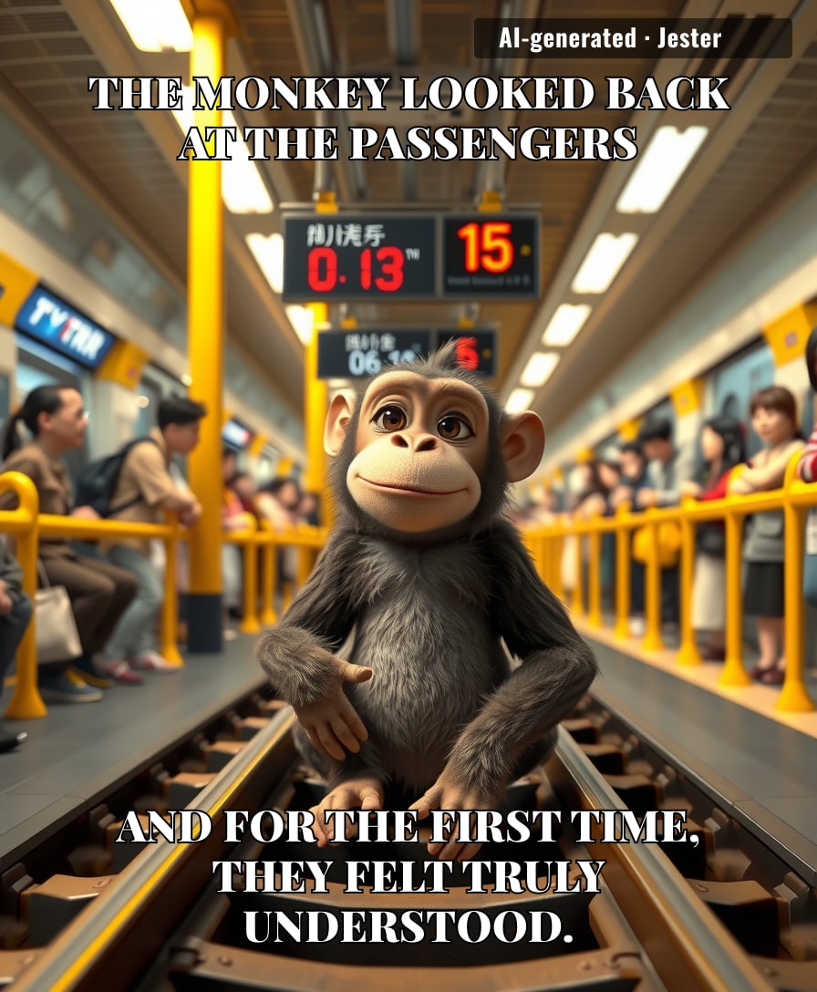 Hong Kong MTR monkey: the only commuter who doesn't need an Octopus card, a mask, or any patience.