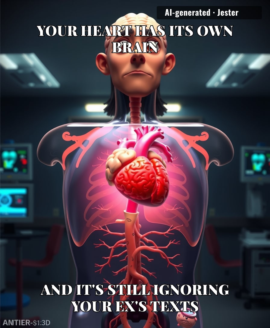 Finally, an excuse for every romantic decision: 'My heart-brain made me do it.'