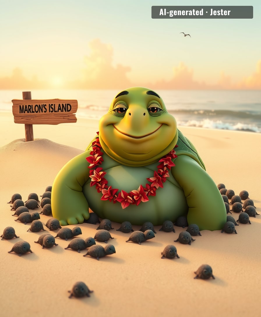 Marlon Brando bought a Polynesian island in 1966. 15,600 green sea turtles just hatched there. That's not a property flip, that's a shell-ebration.