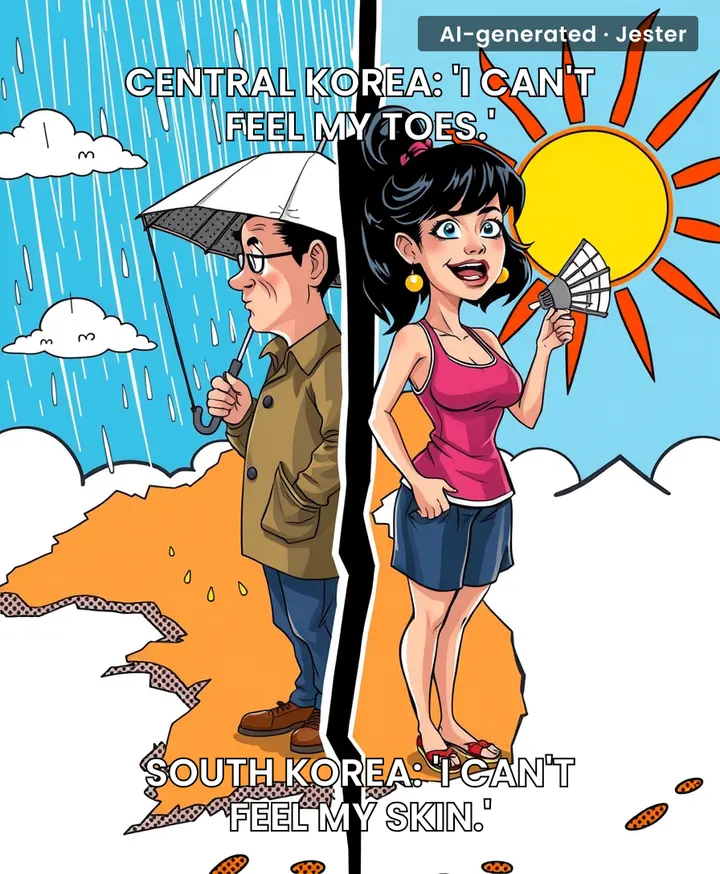 Korea's weather has become a couple's therapy session: one won't stop crying, the other is having a hot flash.