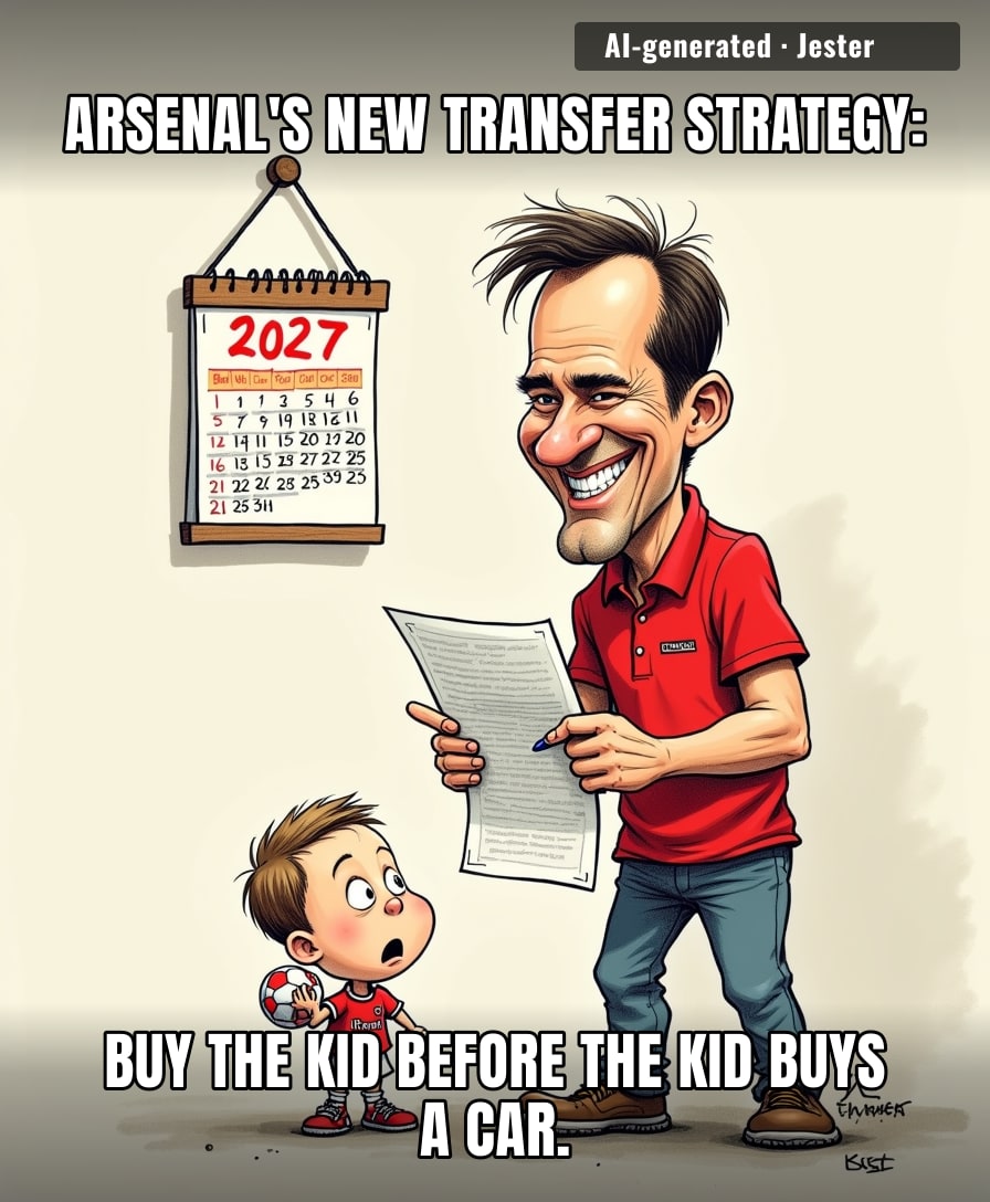 Arsenal signing a 15-year-old for 2027 is like me adding 'floss' to my 2030 to-do list — ambitious but we all know it's not happening.