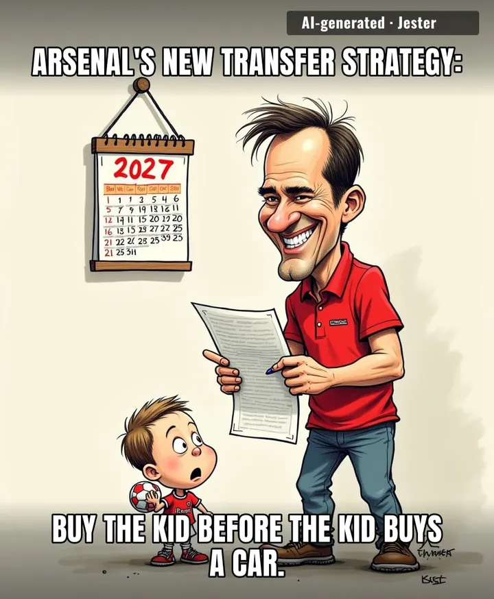 Arsenal signing a 15-year-old for 2027 is like me adding 'floss' to my 2030 to-do list — ambitious but we all know it's not happening.