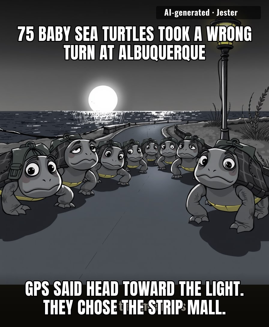 Even baby sea turtles know the struggle of blindly following your GPS into a dead end.