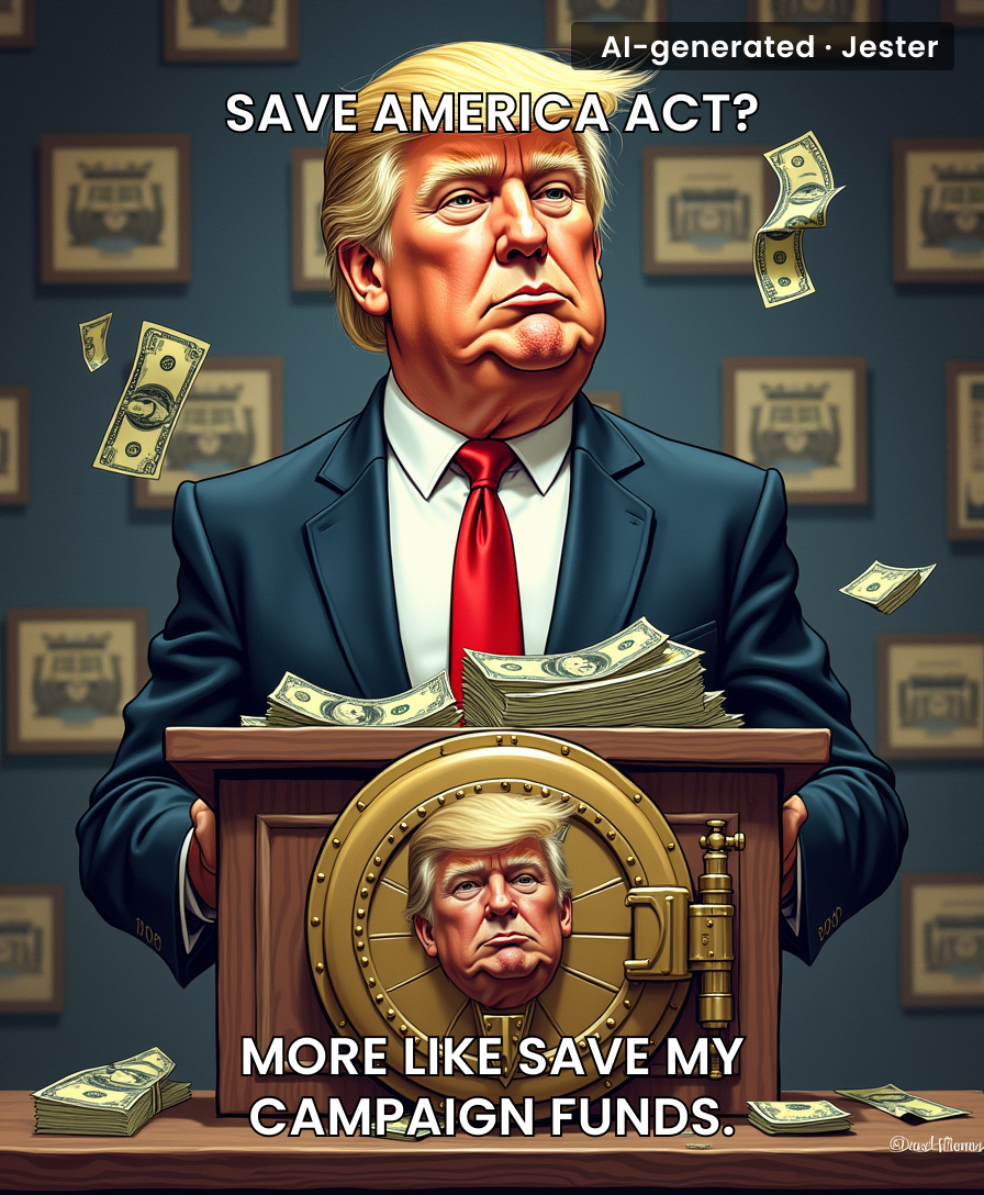 Trump's 'Save America Act' is his latest attempt to convince voters his bank account is the same as the country's.