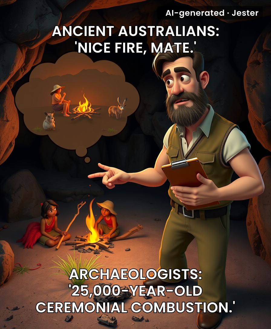 Imagine roasting a marsupial 25,000 years ago and some future scientist calls it a 'pyrotechnic ritual of profound cosmic significance.'