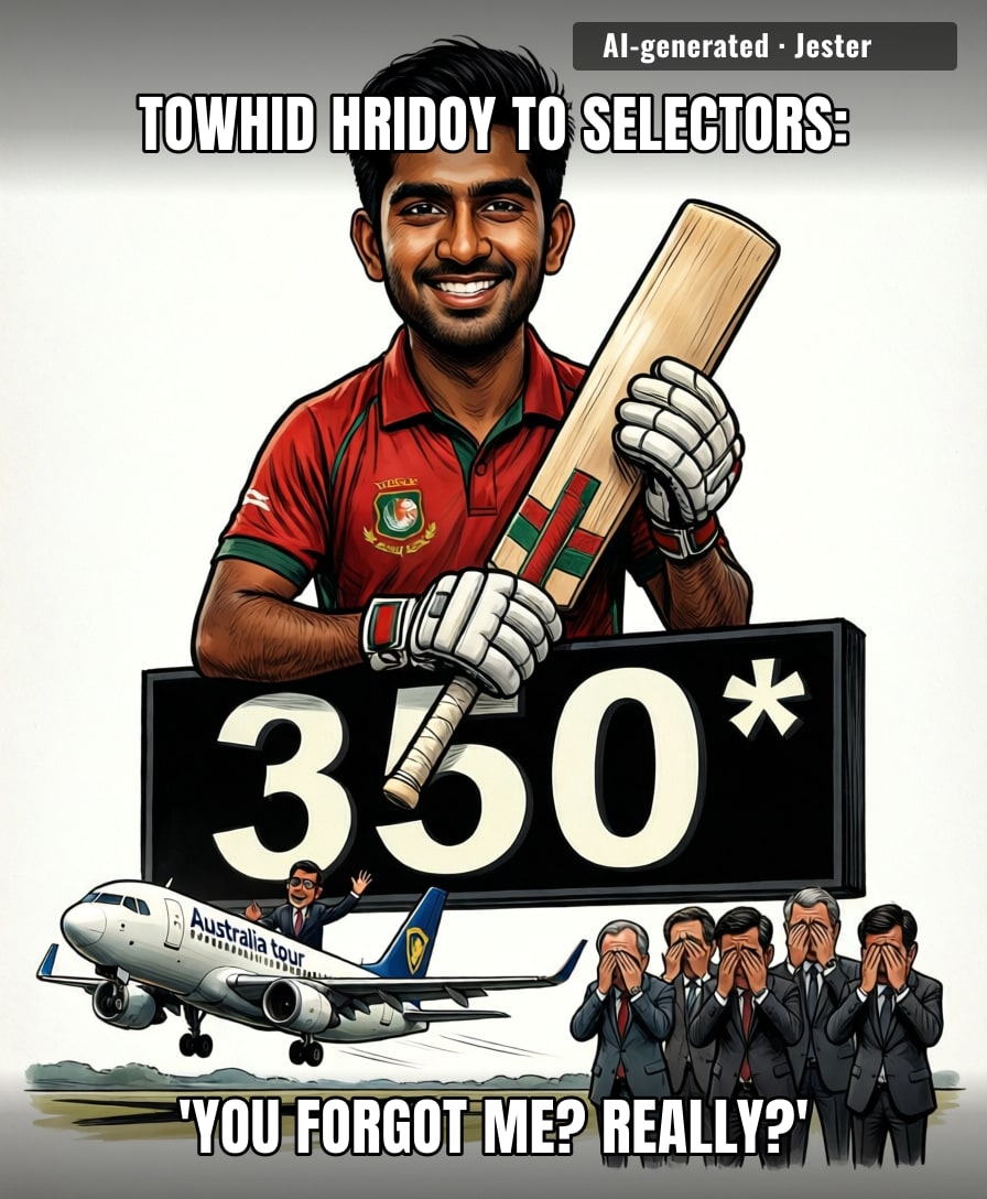 Scored 350 and still couldn't buy a seat on that plane — Bangladesh selection is just a personality contest with extra steps.