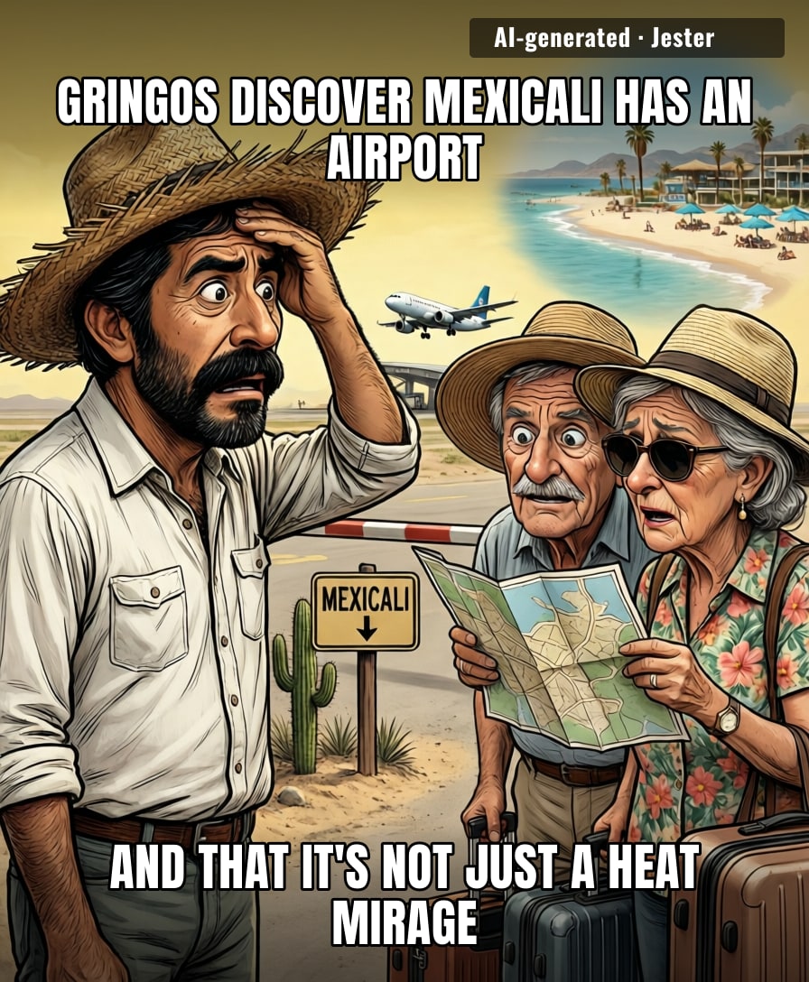 The real threat alert was the realization that someone, somewhere, willingly booked a flight to Mexicali.