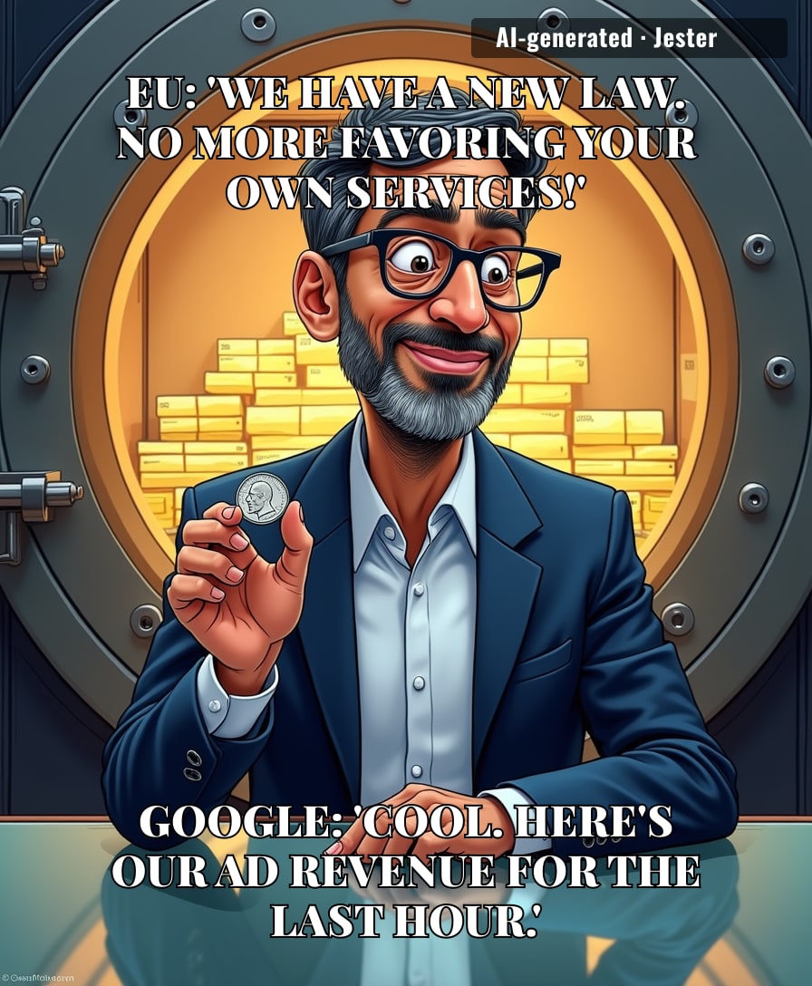 Nothing says 'we're serious about antitrust' like a fine smaller than Google's daily Chipotle budget.