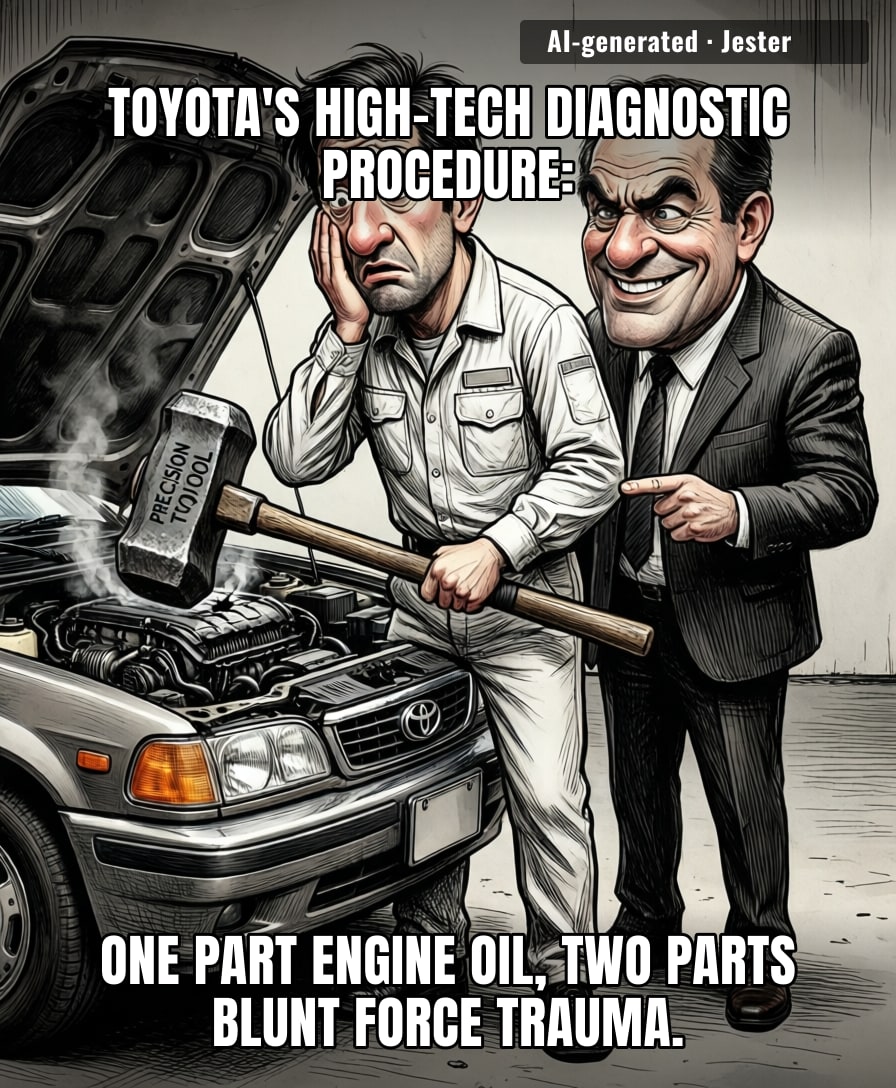 When the official maintenance manual for your V6 is just a caveman with a sledgehammer, you realize the warranty is really just a suggestion.