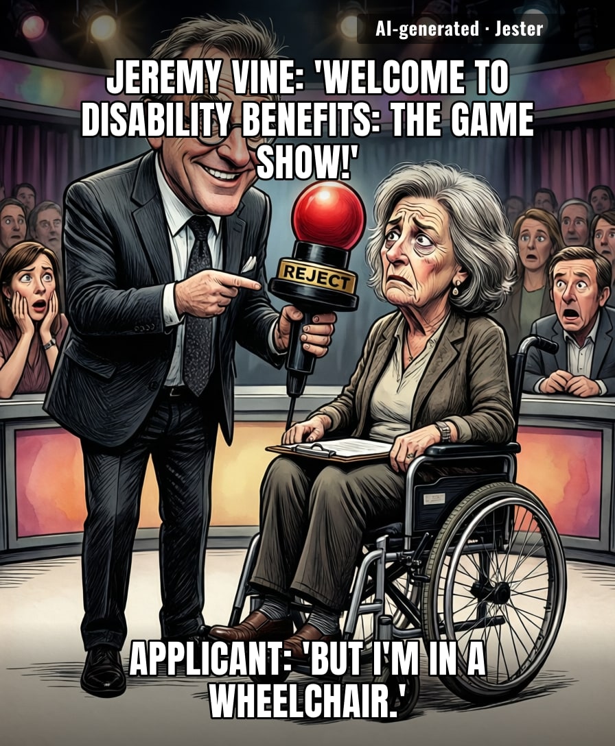 Jeremy Vine's new gig: making disabled people defend their suffering in a TV studio, because apparently benefits aren't humiliating enough.