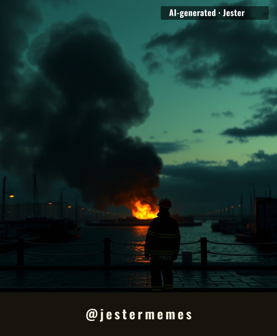 A city's skyline scarred by a blaze that turned a car lot into an inferno.