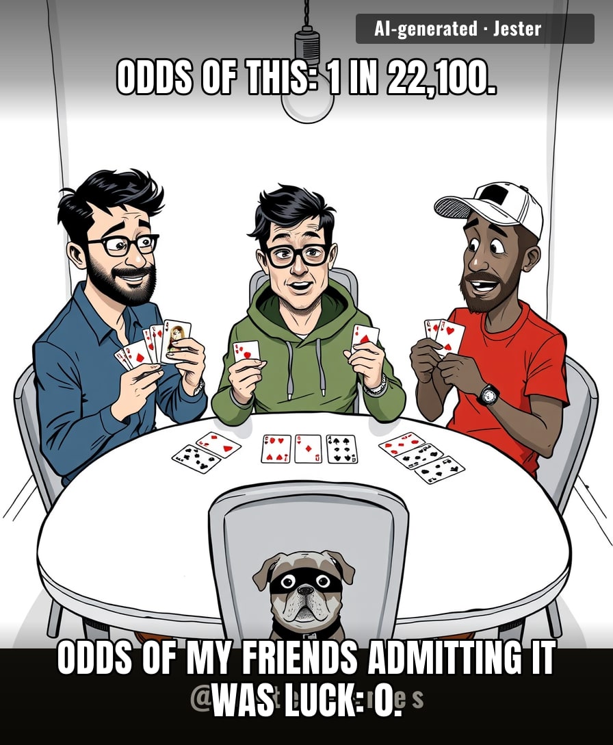 The universe dealt the same hand to all three of us — and somehow I'm still the only one who lost money.