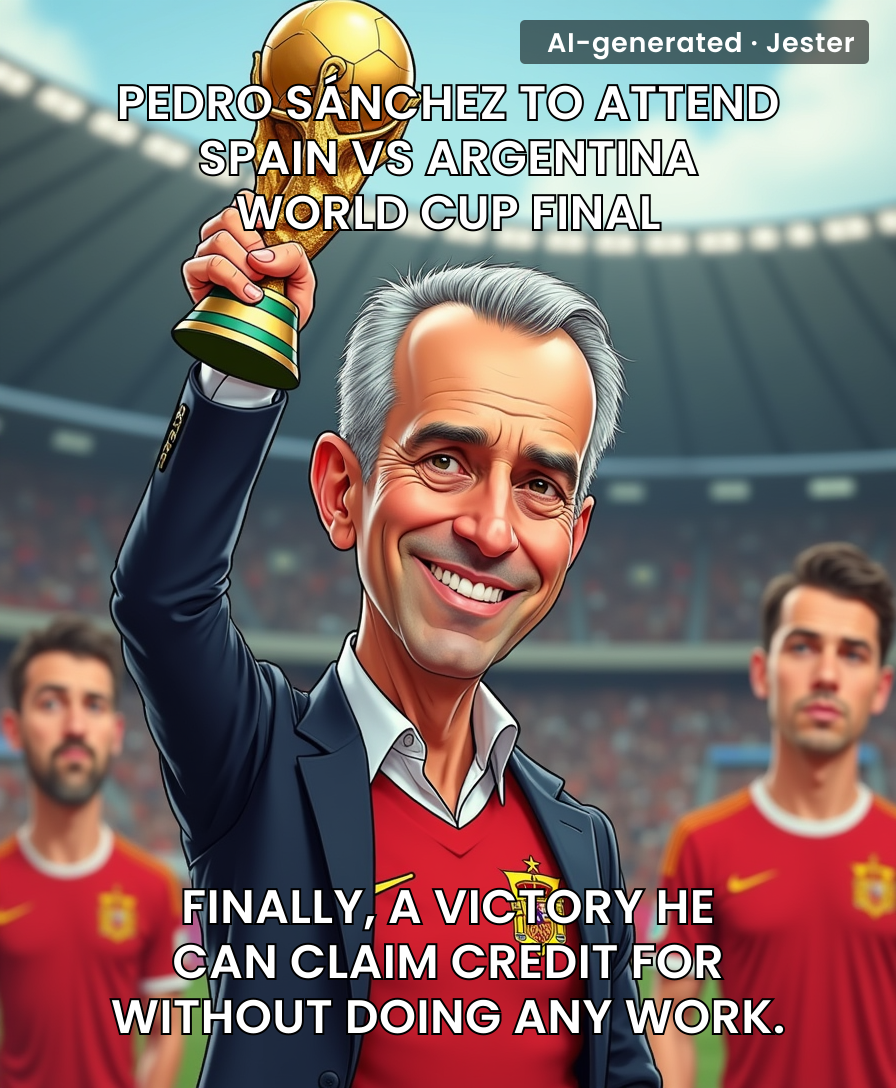 Sánchez attending the final: the easiest victory lap he'll ever take — no votes to count, no budget to balance, just a handshake and a photo.
