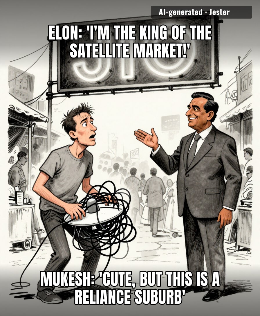 Musk really flew all the way to India just to learn that billionaires are just NPCs if they aren't on the Jio network.