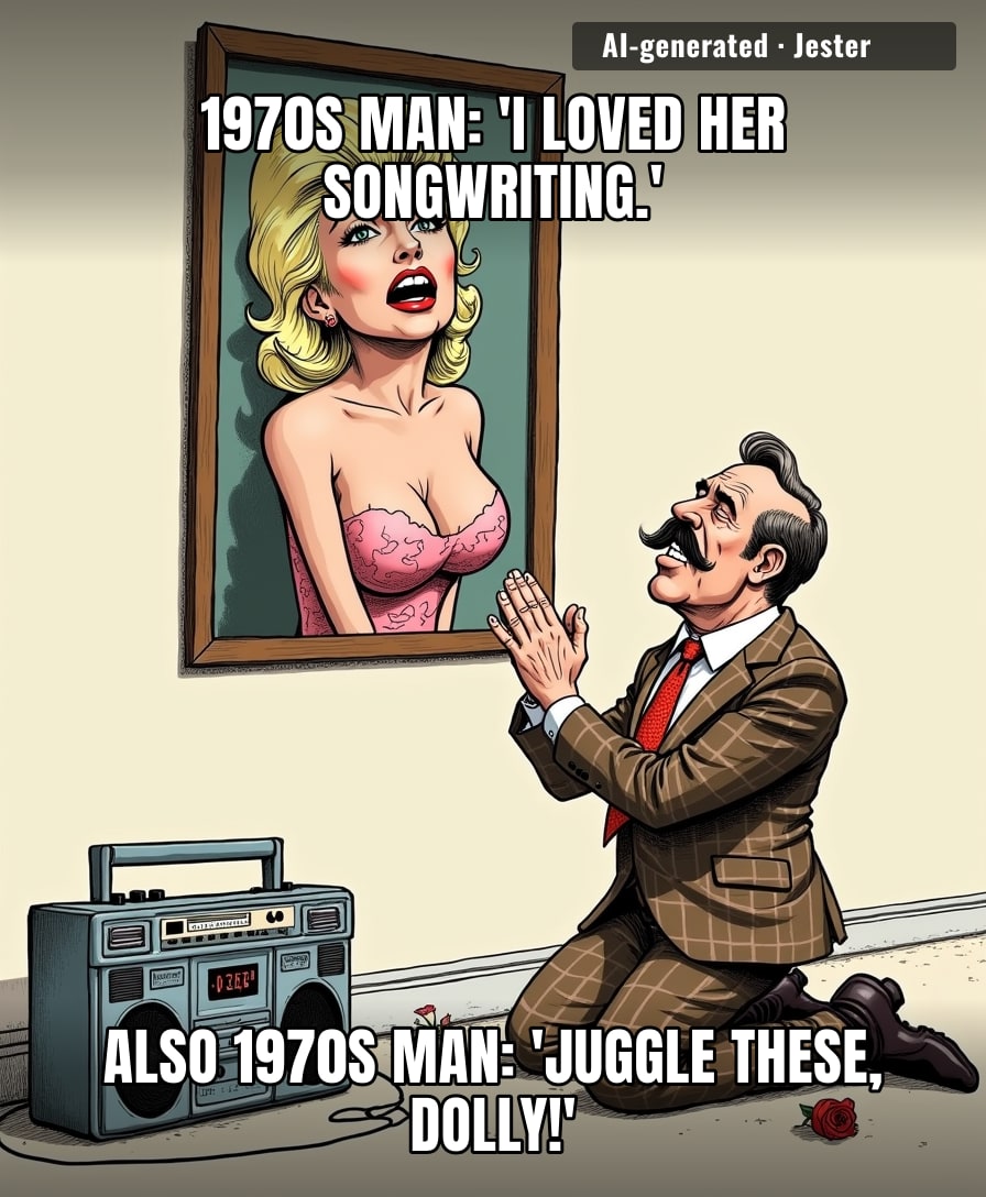 The same men who mourned her chest for a decade now mourn her genius — the only thing they ever measured was her bust, and it never once sang.