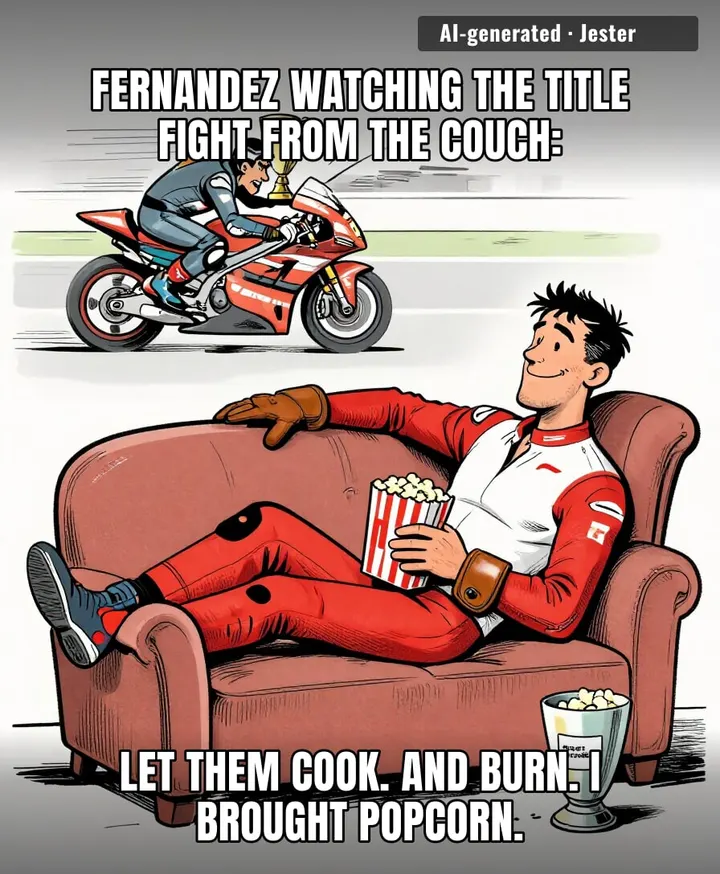 genius move really — let the other two crash into each other and inherit the championship by standing very still.