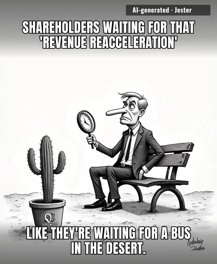 The company promises growth is just around the corner, which in corporate speak means it’s currently in a different time zone.