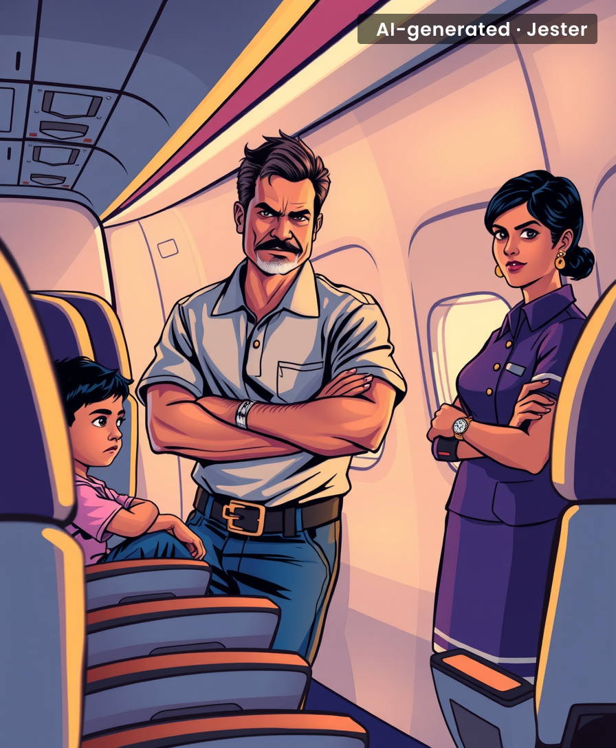 Nothing says 'I peaked at the airport' like fighting a child for a window seat.