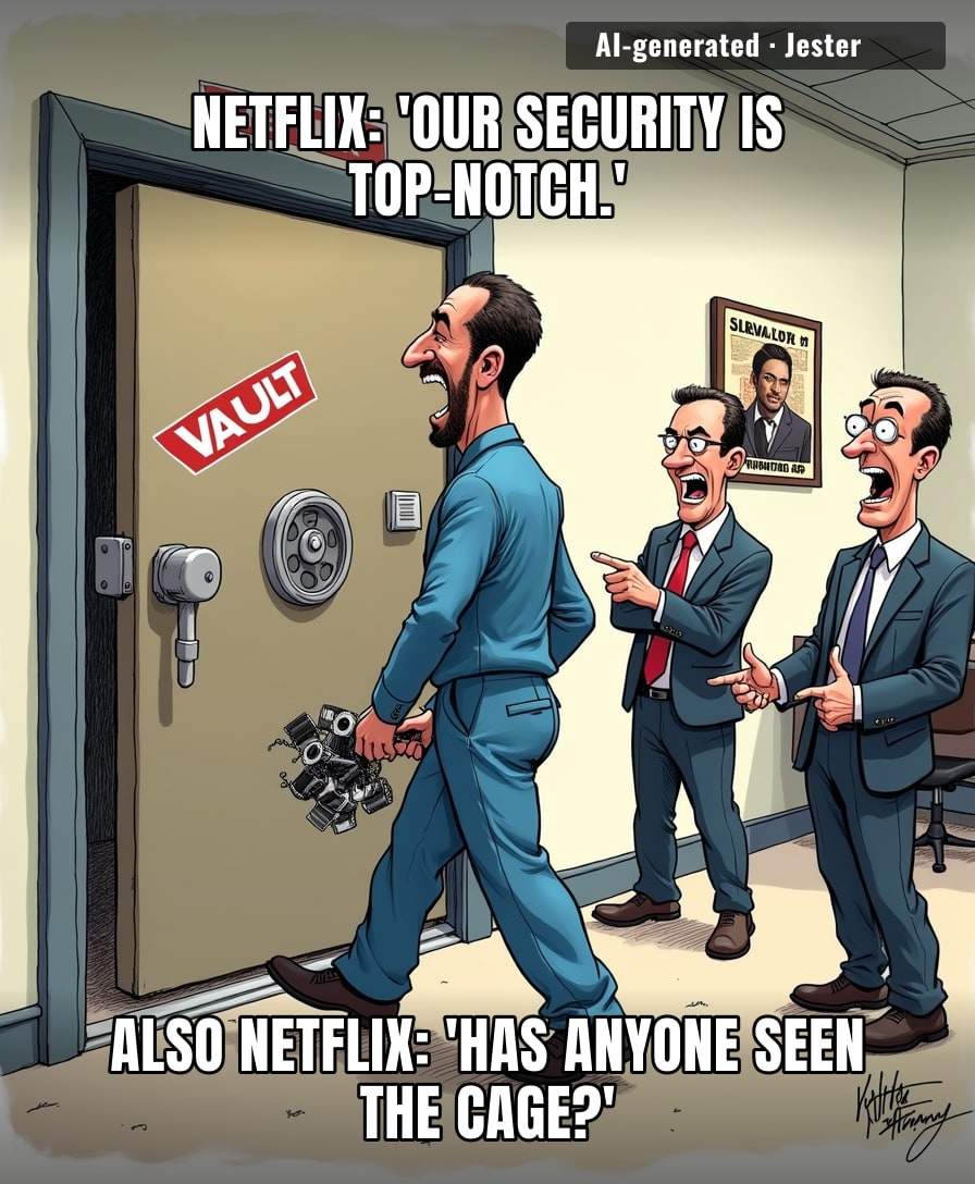 A priceless Cage film walks out of Netflix HQ and the only thing rattled is Hollywood's sense of security—guess the streaming giant's password is 'Cage123'.