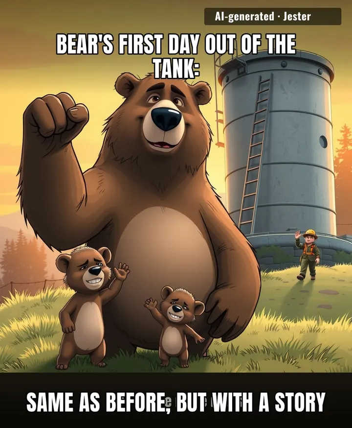 Somewhere, a bear is explaining to her cubs that humans aren't all bad — they just have really weird plumbing.