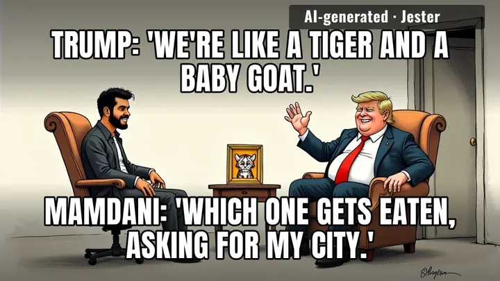 a tiger picks the goat small enough to fit in a text.