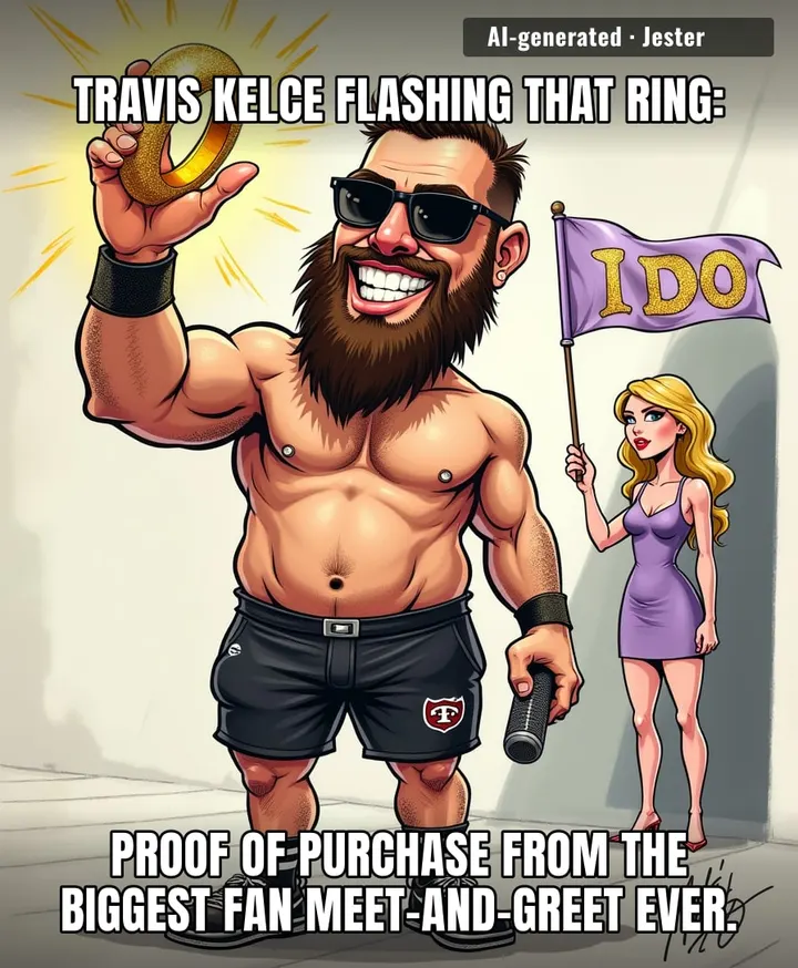Nothing says 'I'm a serious tight end' like accessorizing with a souvenir from the Eras Tour merch table.