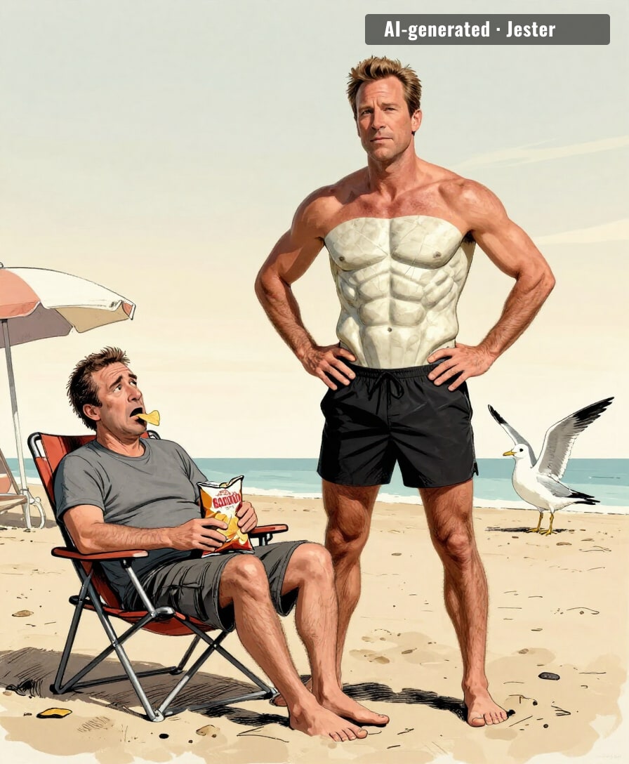 man's abs have a better work ethic than his co-hosts